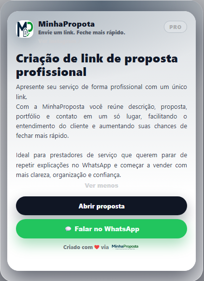 Exemplo de página da MinhaProposta