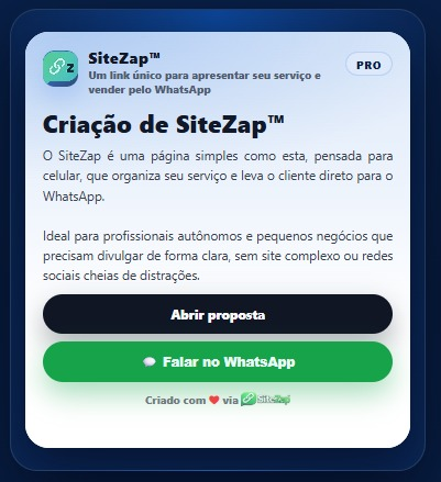 Exemplo de SiteZap (mini-site)